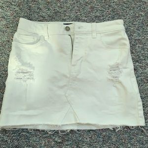 hollister white high-rise vintage ripped skirt